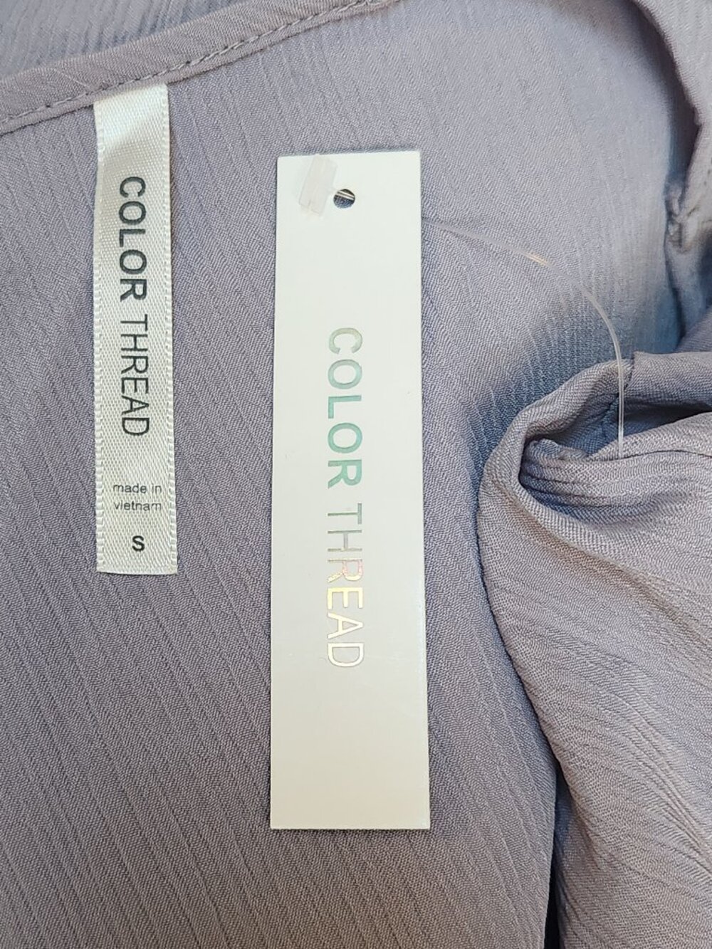 COLOR THREAD Gray Flowy Bell Sleeve Short Dress - NWT NEW - Picture 5 of 5